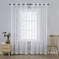White wave lace sheer curtains with floral embroidery for bedroom decor, grommet top style - Grommet / 150*240 / White