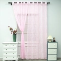 Pink floral lace curtain with grommet top for elegant living room window decoration - Grommet / 150*240 / Pink