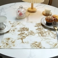 Linen texture table mat with sepia floral landscape print in a cozy home setting - 39*29cm / Bronze