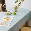 Mint green checkered cotton linen tablecloth with white tassels for dining tables - 140*220cm / Mint Green Plaid