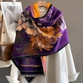 Thick floral cashmere shawl in purple and orange with tassels for winter fashion - Deep Purple (YH-57)