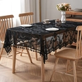 Elegant black lace tablecloth with floral patterns and tassels for dining room decor - 100cmx140cm / Black Single Sided Floral