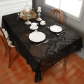 Elegant black lace tablecloth with floral patterns and vintage tassel edges on rectangular table - 140*100 / Black