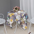 Tovaglia rotonda in stile pittura a olio impressionista con vivaci motivi floreali - 131*180cm / Viola Chiaro Impressionista