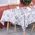 Nordic cotton linen tablecloth with blue geometric diamond pattern for rectangular dining tables - 100*100cm / Coffee Grey Grid