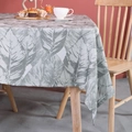 Rectangular tablecloth with gray-green tropical leaf print in a cozy home setting - 100*100cm / Gray Leaves Print