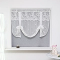 White floral lace balloon shade curtain with adjustable ribbons for windows - 100x150cm / White Lace