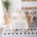 Elegante mantel de encaje blanco con bordado floral y diseño de malla para mesas comedor - 80x140 / Estilo Estampado / Blanco