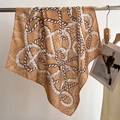Eleganter Seidenschal mit Kettenmuster in Braun- und Erdtönen für Damen, schlichter Stil - Braun / 68*68cm