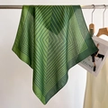 Detail showing green striped satin scarf texture with a smooth silk-like finish - Green / 68*68cm