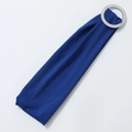 Navy blue elastic chair sash with a sparkling round rhinestone buckle for wedding decor - Blue