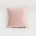 Modern square Dutch velvet pillow cover in soft nude pink with hidden zipper detail - Peach Blossom Pink