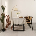 Mantel rectangular de lino crema con elegantes borlas para decoración de comedor - 60x60 / Caqui con Borlas