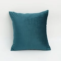 Solid square velvet pillow cover in deep teal color with a hidden zipper closure - Azure Blue