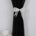 Elegant white crochet lace bow curtain tieback with a central pearl embellishment - Studded With Stars / 18x38