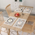 Rectangle white hollow lace placemats with scalloped edges for modern dining table decor - Rectangle / 45x30 / Off-White Lotus