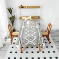 Modern rectangular tablecloth with geometric ethnic patterns and cotton-linen texture - Tablecloth / 150cmx60cm