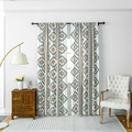 Bohemian geometric print curtain in orange and deep green with premium textured fabric - Curtain / 100cmx150cm