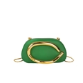 Grass green hard shell box clutch with gold horseshoe ring buckle and fine chain strap - Green