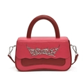 Pink and deep red contrast crossbody box bag with ornate silver metal buckle detail - Rose Red