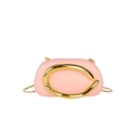 Elegant pink box clutch bag with large gold metal handle and crossbody chain strap - Pink