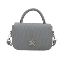 Gray woven handbag for women with a sparkling rhinestone star charm and crossbody strap - Blue