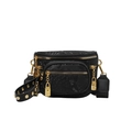 Schwarze Bauchtasche mit Schlangenmuster, goldenen Schlössern und Nietengurt - Schwarz