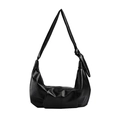 Borsa a tracolla retrò in morbida pelle nera con nodo decorativo sulla tracolla - Nero