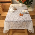 Elegant bohemian white lace tablecloth with floral hollow patterns for dining tables - 140*140cm / White Phoenix Tail