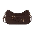 Dark brown faux crocodile leather underarm bag with vintage metal buckles and adjustable strap - Brown