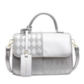 Bolso plateado con acolchado de rombos asimétrico y correa de hombro desmontable - Plateado