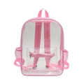 Waterdichte transparante PVC-rugzak met roze bies en mesh-zijzakken voor schoolgebruik - Roze