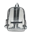 Transparante PVC rugzak met grijze banden en voorvak voor school of reizen - Grijs
