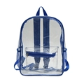 Transparante PVC rugzak met blauwe rand en mesh zijvakken voor schoolgebruik - Blauw