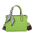 Quilted tote bag in lime green with heart print scarf and wide shoulder strap - Green