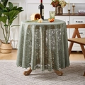 Sage green French lace round tablecloth with hollow floral pattern and ruffled edges - Round 90cm / Round Phoenix Tail Green