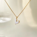 Collana minimalista a catena dorata con pendente a cuore in smalto bianco da donna - Cuore in smalto bianco