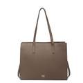 Borsa tote retrò kaki in pelle con logo MER 'PAI e trama in pelle grana fine - Grigio