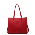 Borsa tote rossa con trama litchi, doppi manici e dettaglio logo MER 'PAI argento - Rosso