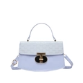 Ice blue crossbody bag with repeated logo embossing and gold rotating lock buckle - Blue