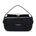 Klassische schwarze Box-Handtasche aus Leder mit goldenem Verschluss und Griff - Schwarz