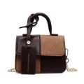 Chic two-tone brown crossbody bag with gold chain strap and cylindrical handle - Coffee & Brown (Small)