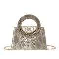Sac à main or champagne à motif lézard avec poignée ronde et bandoulière chaîne - Doré