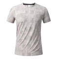 Men's quick-dry sport T-shirt with grey geometric pattern and round neck design - M / Beige Apricot