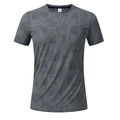 Men's quick-dry fitness t-shirt in grey with subtle abstract geometric textures - M / Dark Gray