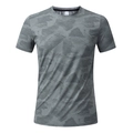 T-shirt sportiva da uomo con motivo mimetico geometrico grigio, asciugatura rapida - M / Grigio