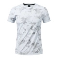 T-shirt sportiva bianca da uomo ad asciugatura rapida con stampa mimetica grigia e girocollo - M / Bianco