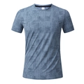 Men's quick-dry sport T-shirt in grey-blue with abstract geometric grid patterns - M / Fog Blue