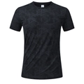 Men's quick-dry T-shirt in charcoal gray with subtle geometric pattern print - M / Black