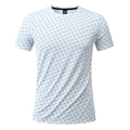 Camiseta deportiva de hombre con patrones geométricos grises en azul claro, talla XL - M / Blanco